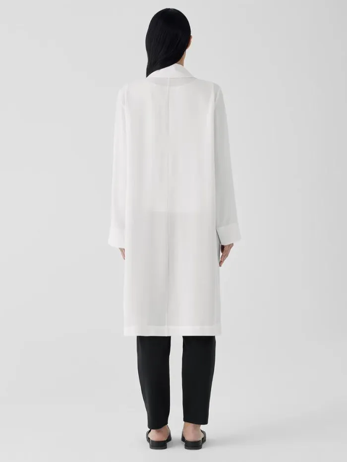 Eileen Fisher Jackets Coats and Vests Silk Georgette Crepe Trench Coat Ivory 8211 Shop