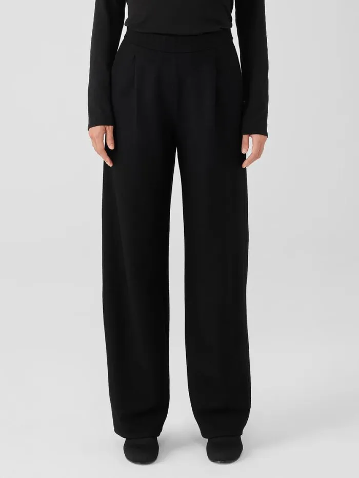 Eileen Fisher Pants Shorts and Jumpsuits Boiled Wool Jersey Pleated WideLeg Pant Black 8211 Shop