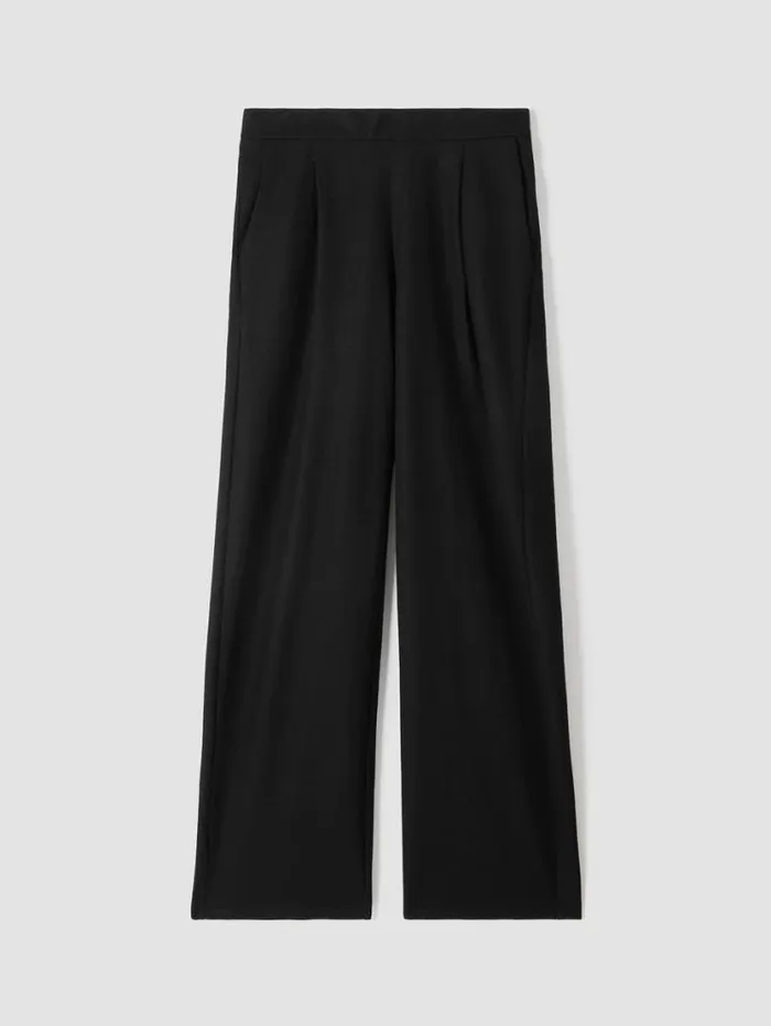 Eileen Fisher Pants Shorts and Jumpsuits Boiled Wool Jersey Pleated WideLeg Pant Black 8211 Shop