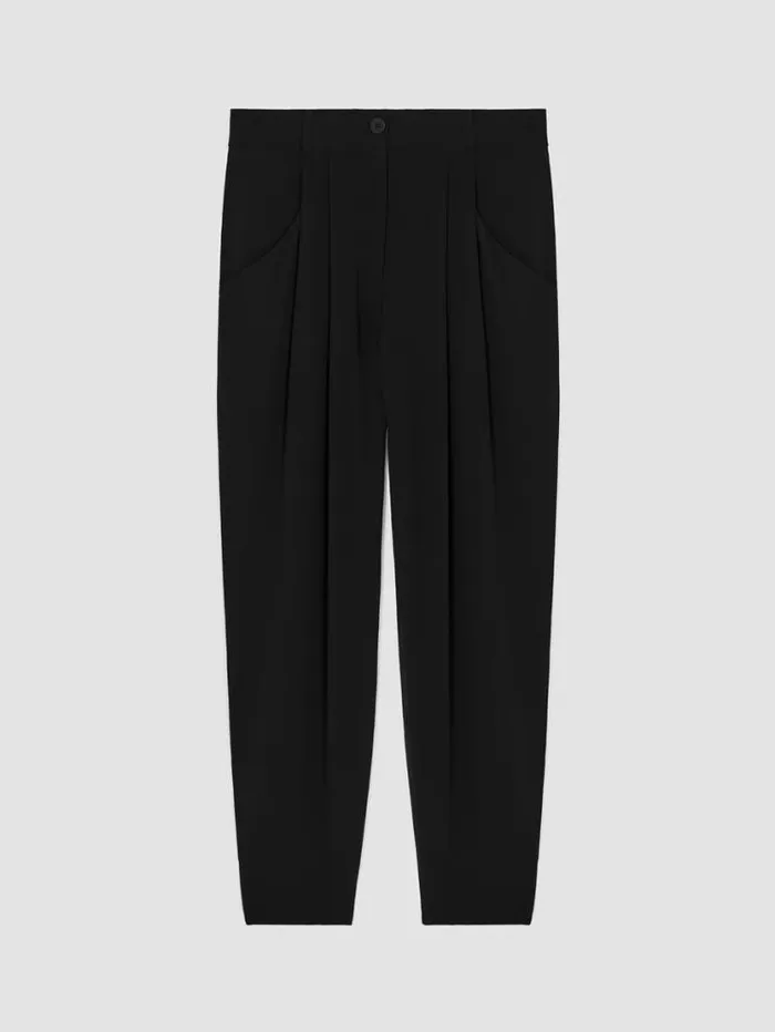 Eileen Fisher Pants Shorts and Jumpsuits Silk Georgette Crepe Carrot Pant Black 8211 Shop