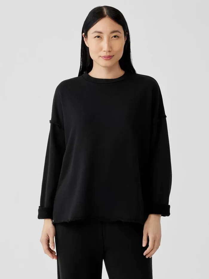 Eileen Fisher Petite Organic Cotton French Terry BoxTop Black 8211 Shop