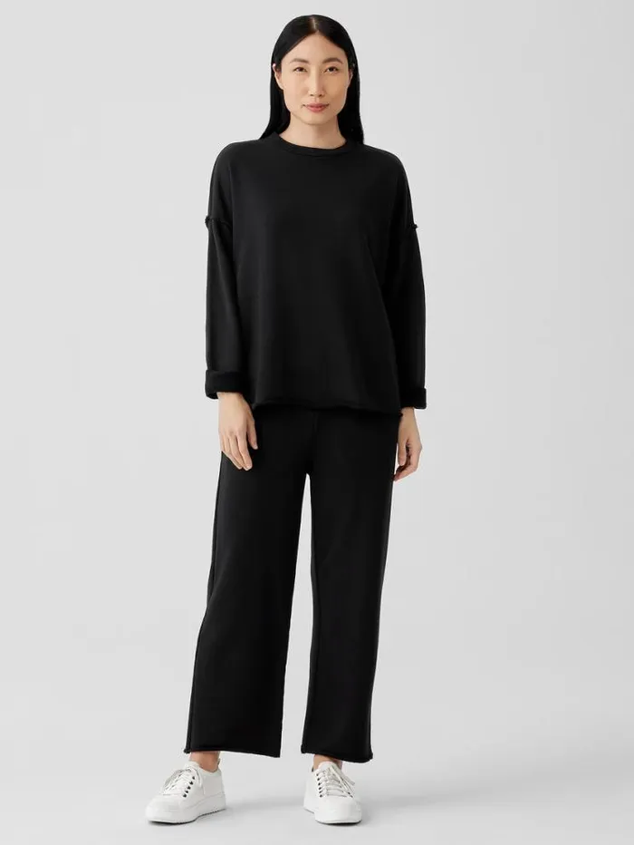Eileen Fisher Petite Organic Cotton French Terry BoxTop Black 8211 Shop