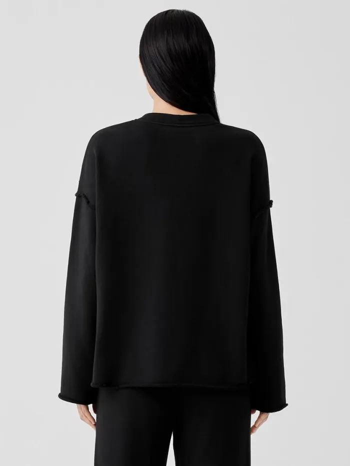 Eileen Fisher Petite Organic Cotton French Terry BoxTop Black 8211 Shop