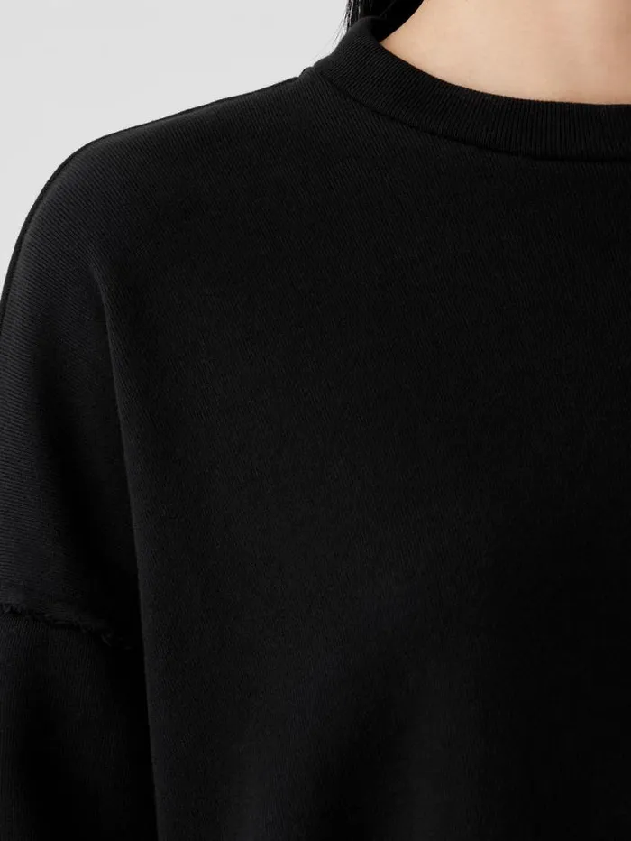 Eileen Fisher Petite Organic Cotton French Terry BoxTop Black 8211 Shop
