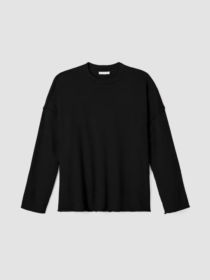 Eileen Fisher Petite Organic Cotton French Terry BoxTop Black 8211 Shop