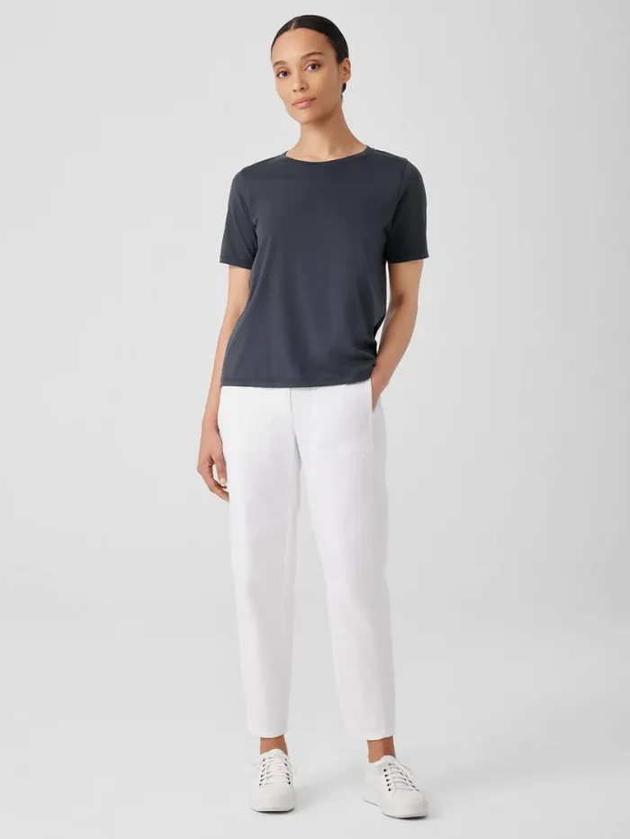 Eileen Fisher Petite Organic Pima Cotton Jersey Round Neck Tee Graphite 8211 Shop