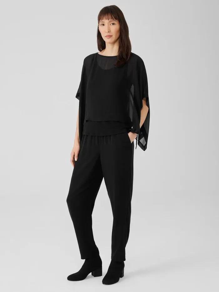 Eileen Fisher Petite Sheer Silk Georgette Poncho Black 8211 Shop