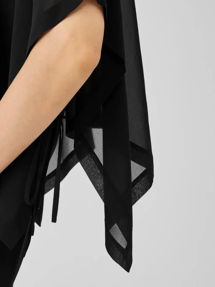 Eileen Fisher Petite Sheer Silk Georgette Poncho Black 8211 Shop