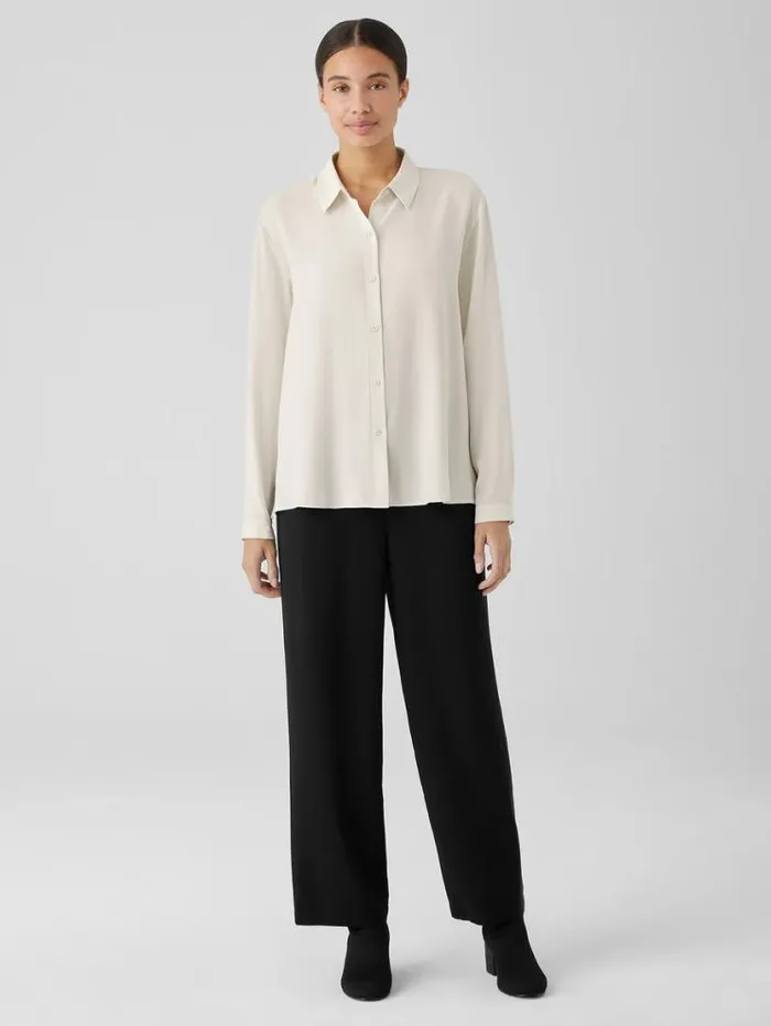 Eileen Fisher Petite Silk Georgette Crepe Straight Pant Black 8211 Shop