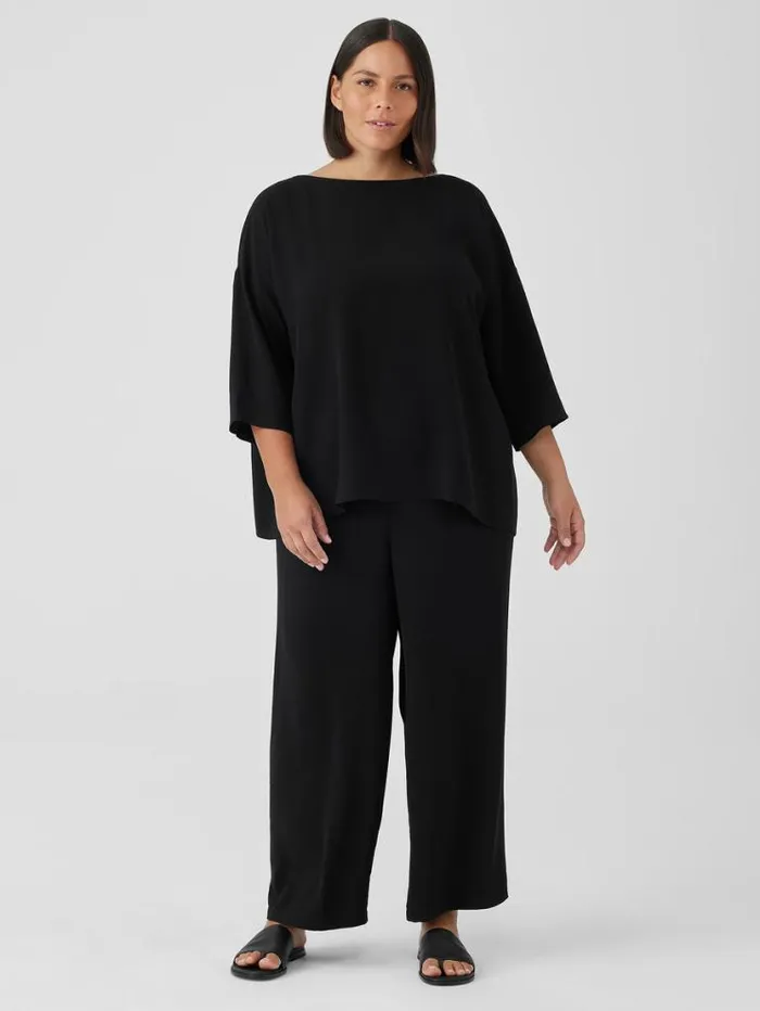 Eileen Fisher Petite Silk Georgette Crepe Straight Pant Black 8211 Shop