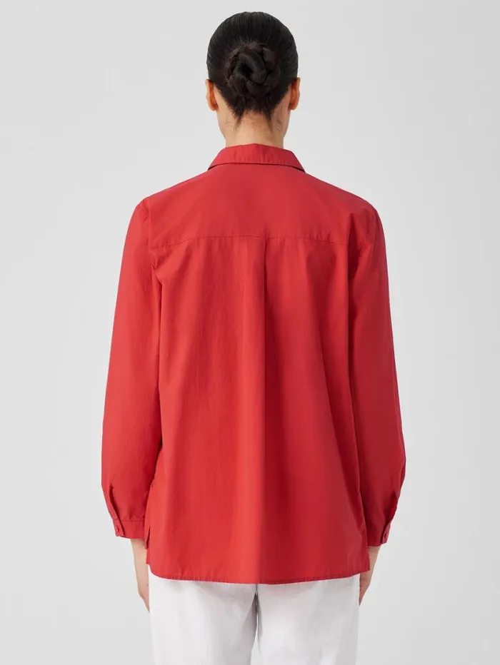 Eileen Fisher Petite Washed Organic Cotton Poplin Classic Collar Long Shirt Flame 8211 Shop