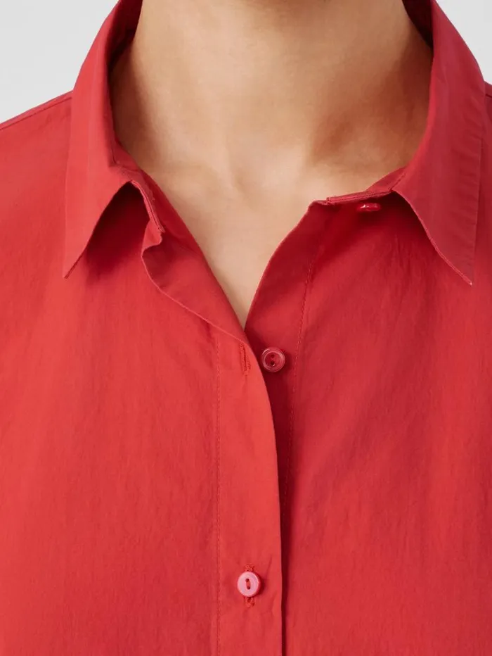 Eileen Fisher Petite Washed Organic Cotton Poplin Classic Collar Long Shirt Flame 8211 Shop