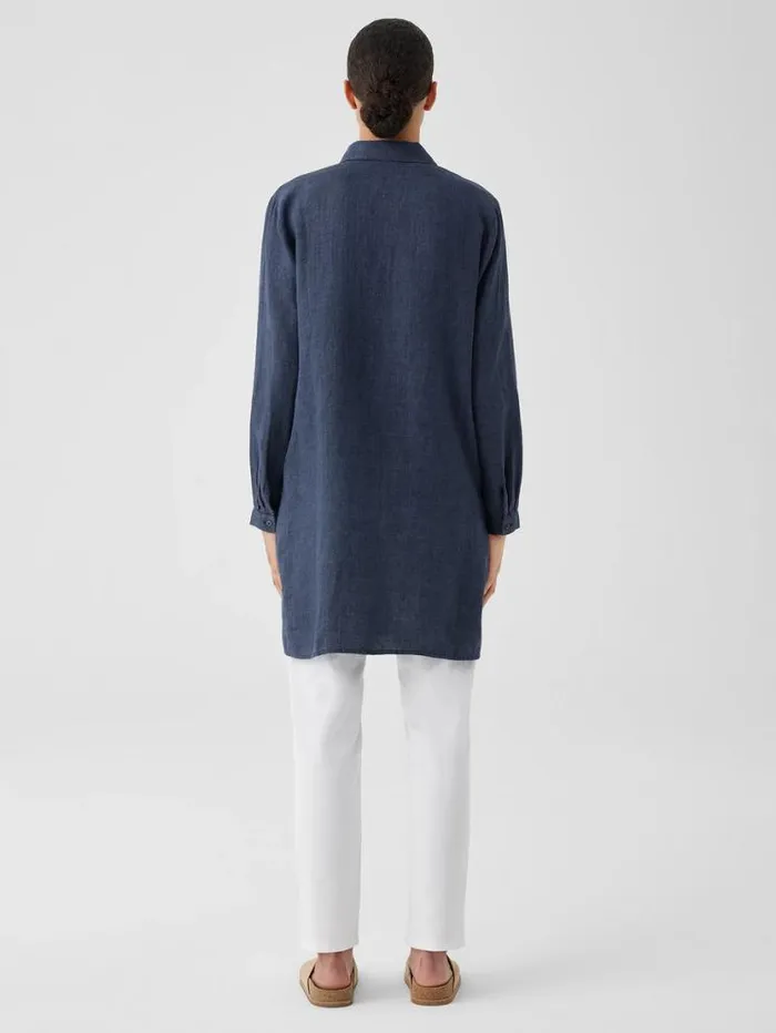 Eileen Fisher Petite Washed Organic Linen Dlav Long Shirt Dusk 8211 Shop