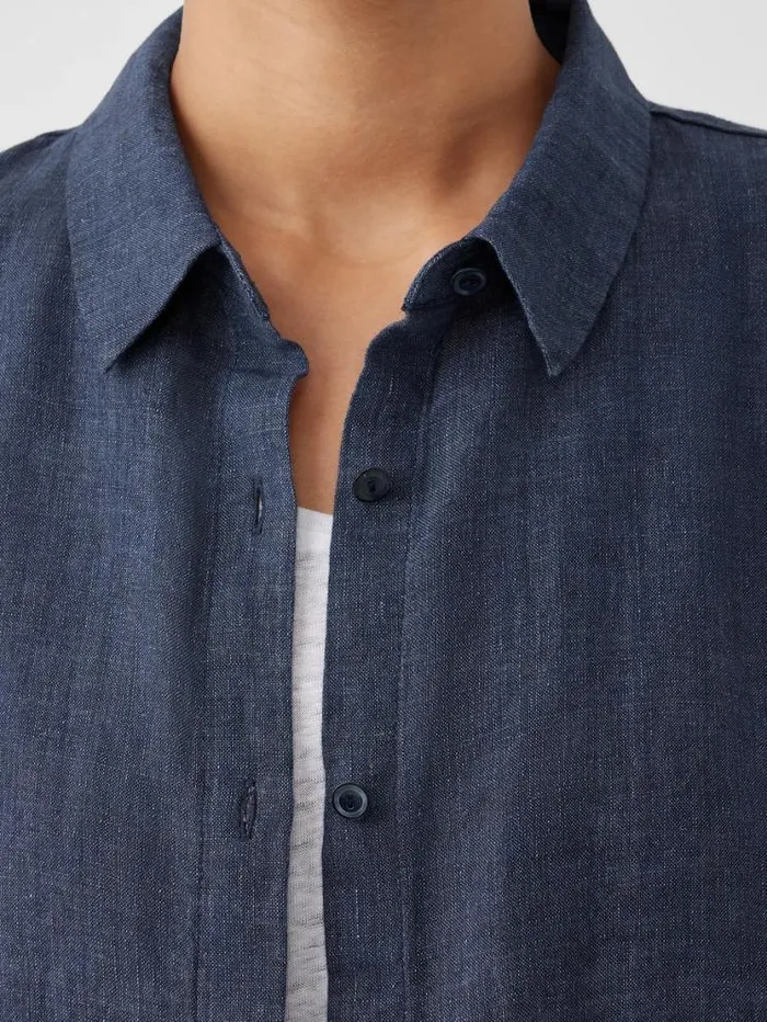 Eileen Fisher Petite Washed Organic Linen Dlav Long Shirt Dusk 8211 Shop