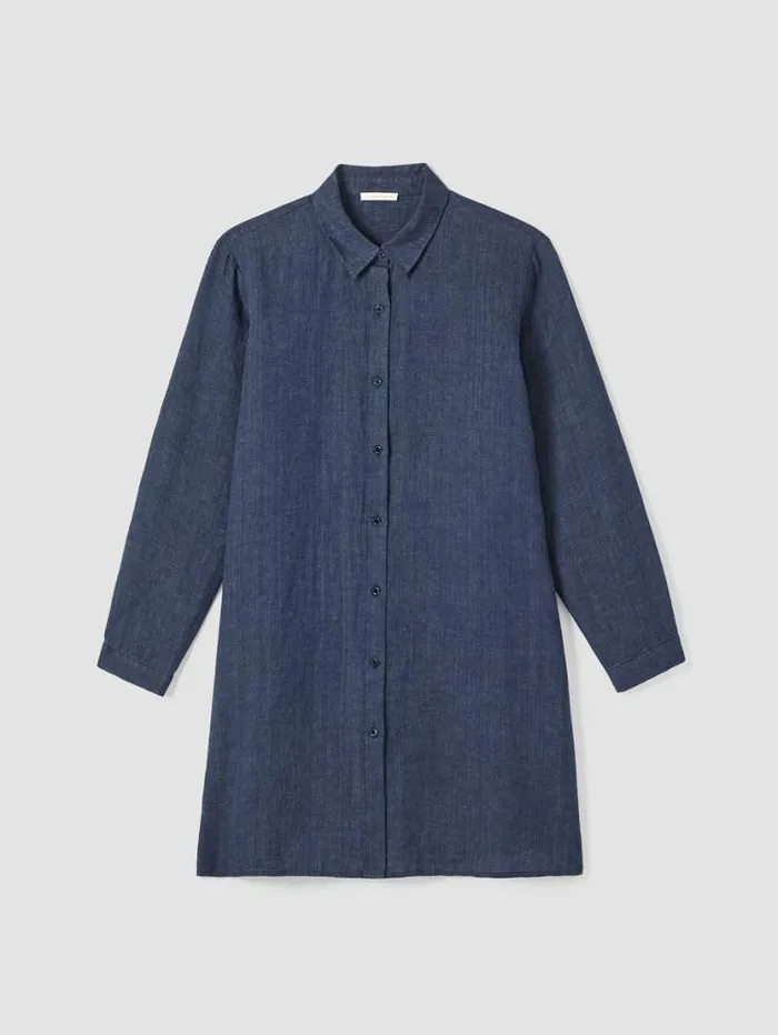 Eileen Fisher Petite Washed Organic Linen Dlav Long Shirt Dusk 8211 Shop