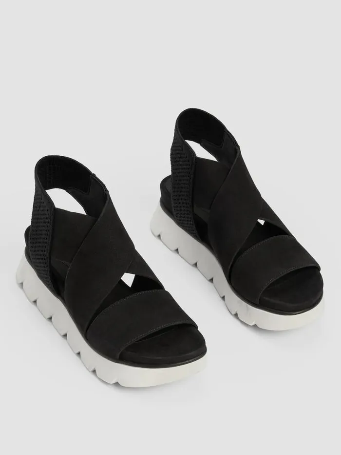 Eileen Fisher Shoes Chant Tumbled Leather Wedge Sandal Black 8211 Shop