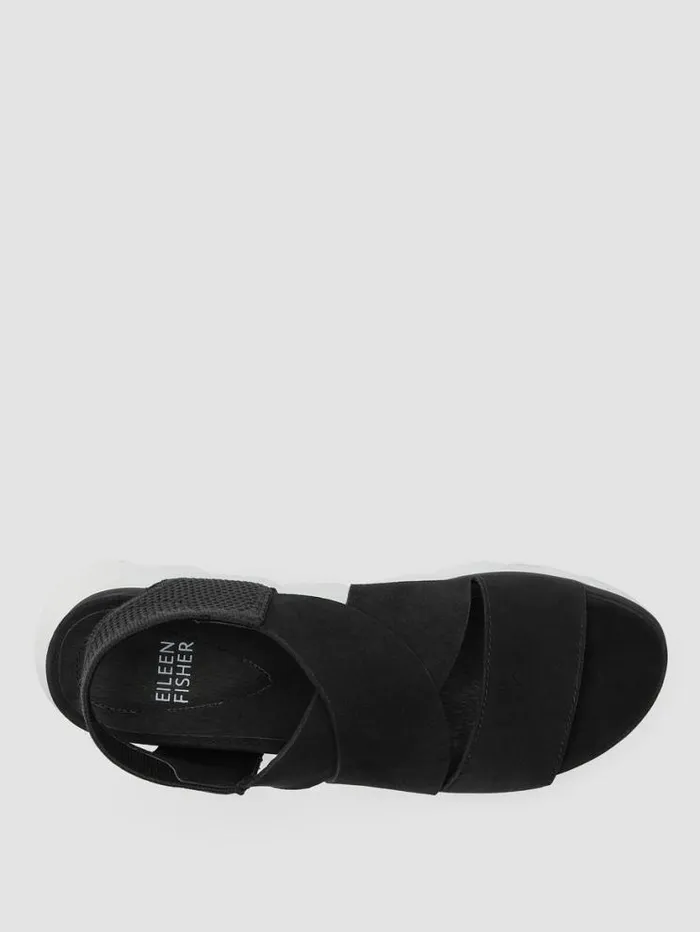 Eileen Fisher Shoes Chant Tumbled Leather Wedge Sandal Black 8211 Shop