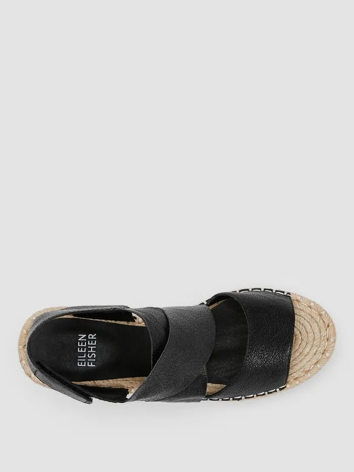 Eileen Fisher Shoes Willow Tumbled Leather Wedge Espadrille Black 8211 Shop