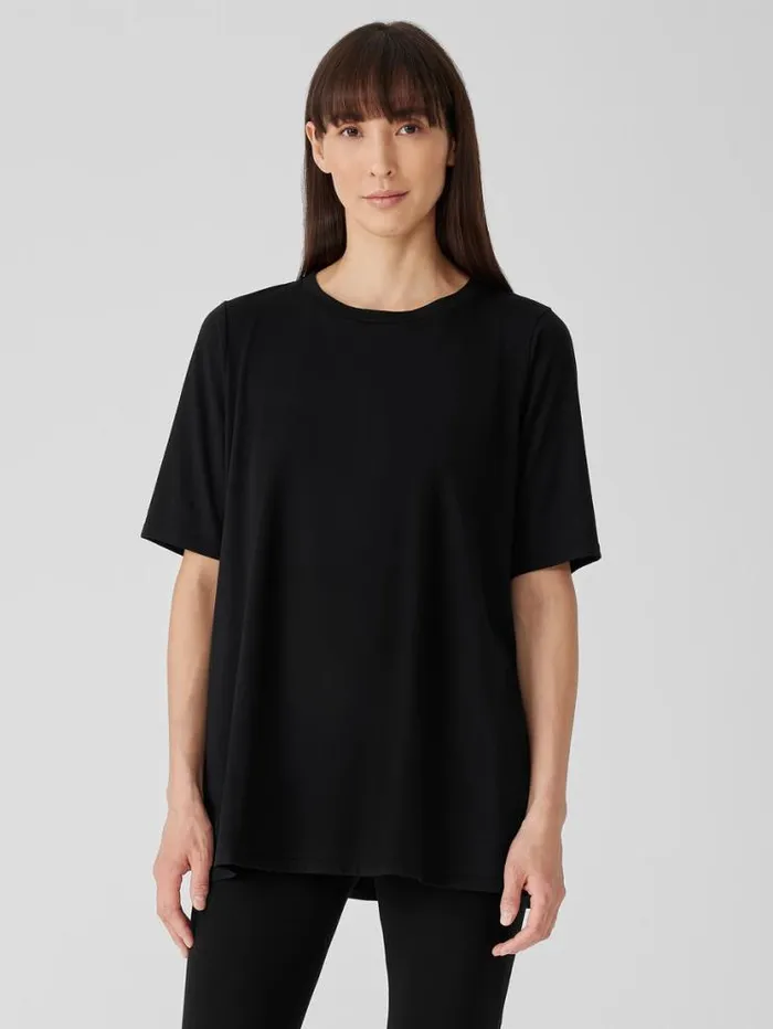Eileen Fisher Tops and Tees Organic Pima Cotton Jersey Long Tee Black 8211 Shop
