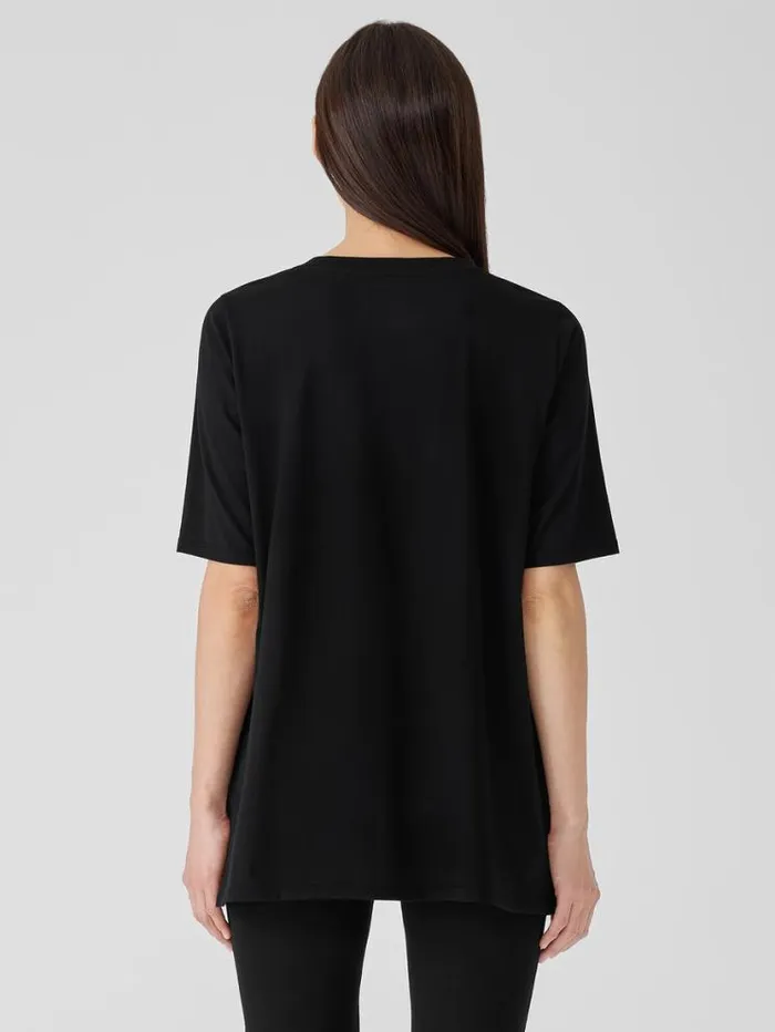 Eileen Fisher Tops and Tees Organic Pima Cotton Jersey Long Tee Black 8211 Shop