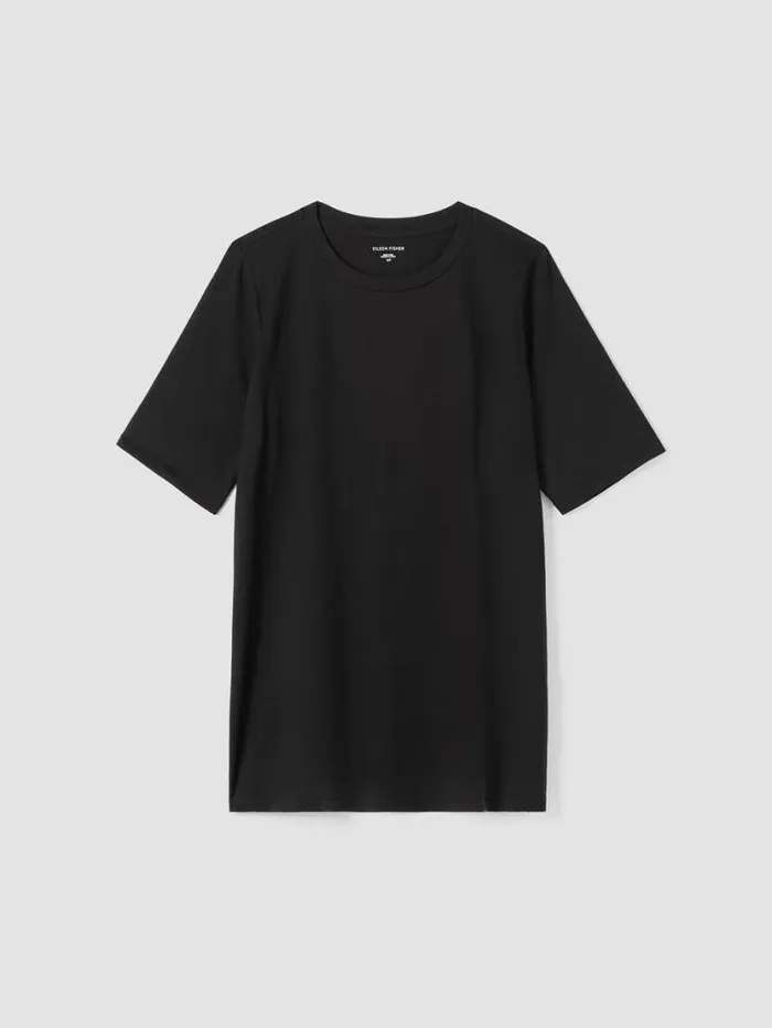 Eileen Fisher Tops and Tees Organic Pima Cotton Jersey Long Tee Black 8211 Shop