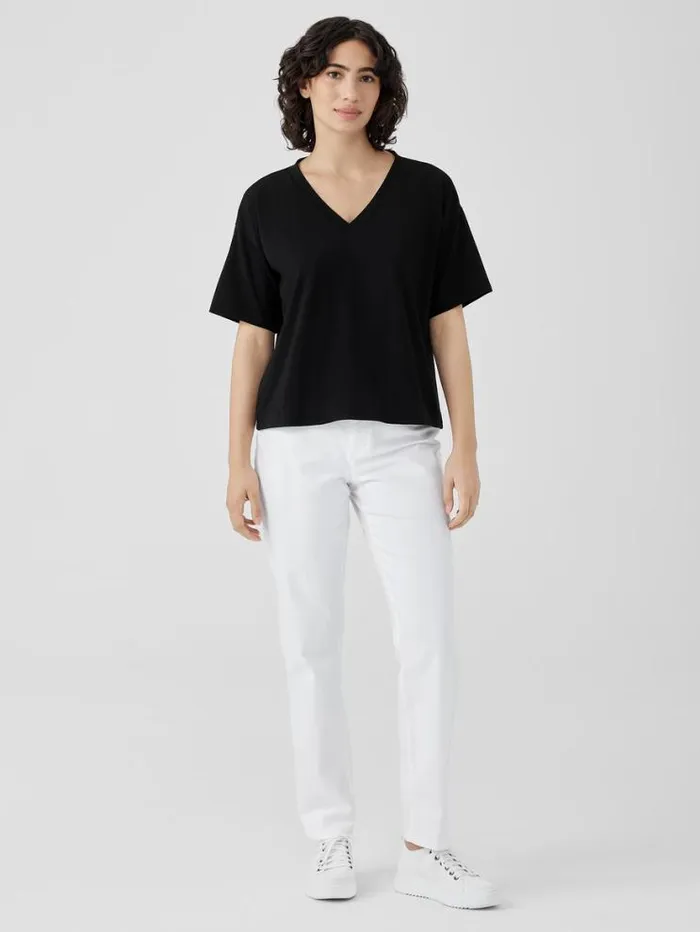 Eileen Fisher Tops and Tees Pima Cotton Stretch Jersey VNeck Tee Black 8211 Shop