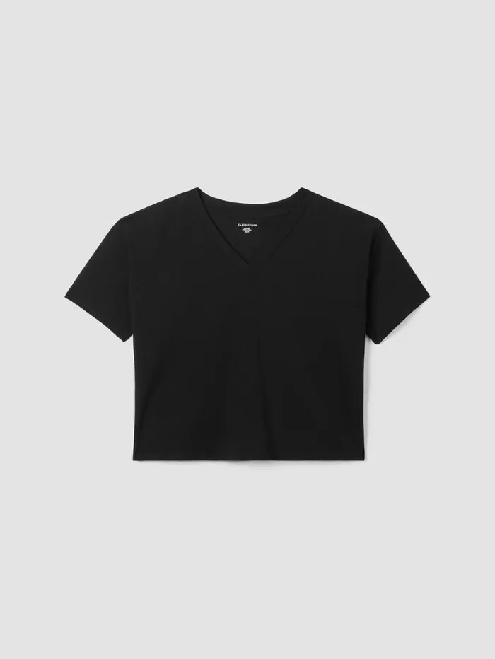 Eileen Fisher Tops and Tees Pima Cotton Stretch Jersey VNeck Tee Black 8211 Shop
