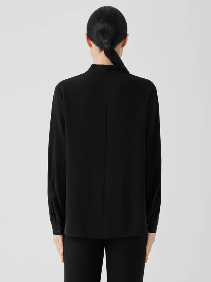 Eileen Fisher Tops and Tees Silk Georgette Crepe VNeck Top Black 8211 Shop