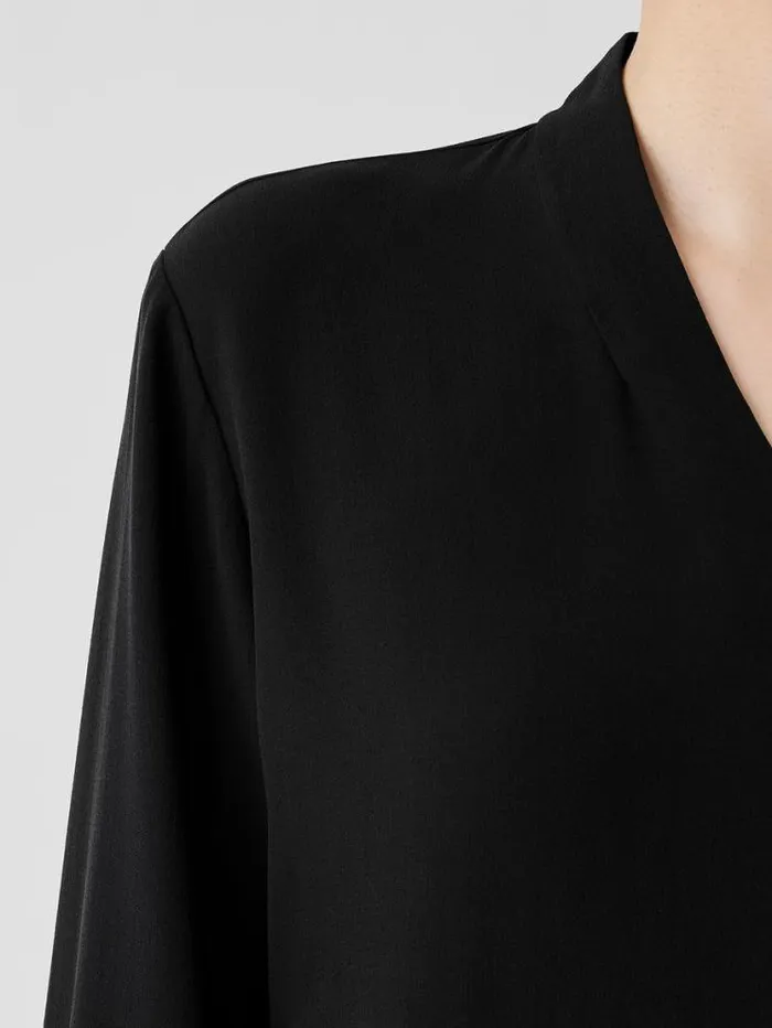 Eileen Fisher Tops and Tees Silk Georgette Crepe VNeck Top Black 8211 Shop