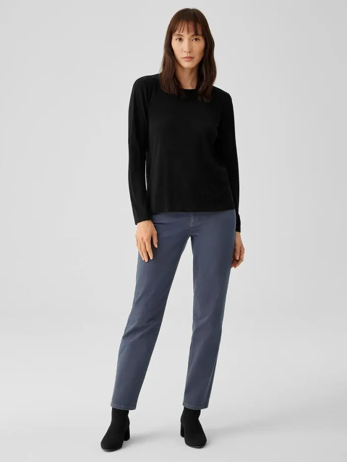 Eileen Fisher Tops and Tees Stretch Silk Jersey Crew Neck Top Black 8211 Shop