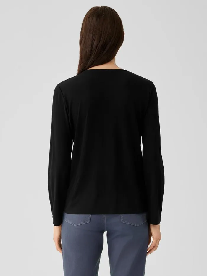 Eileen Fisher Tops and Tees Stretch Silk Jersey Crew Neck Top Black 8211 Shop
