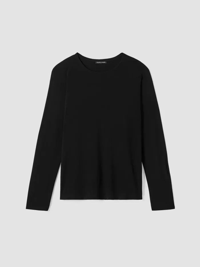Eileen Fisher Tops and Tees Stretch Silk Jersey Crew Neck Top Black 8211 Shop