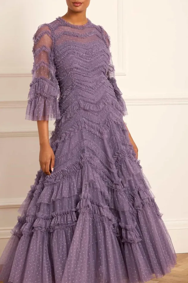 Elia Long Sleeve Gown Purple Women Needle and Thread Dresses