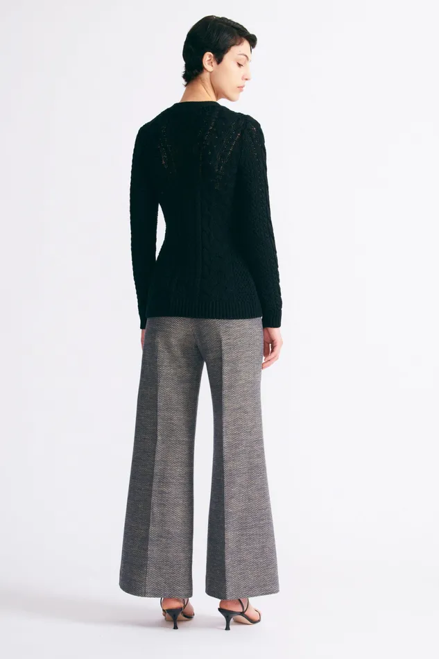 Emilia Wickstead Trousers Women Daffy Trousers In Navy and Ivory Chevron Weave Emilia Wickstead Trousers Women Daffy Trousers In Navy and Ivory Chevron Weave