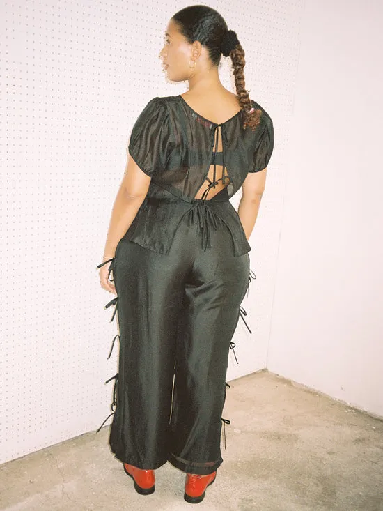 Evelyn Tie Pant Black Organza Women Bottoms Lisa Says Gah Evelyn Tie Pant Black Organza Women Bottoms Lisa Says Gah