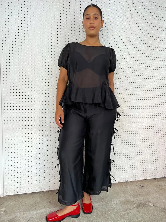 Evelyn Tie Pant Black Organza Women Bottoms Lisa Says Gah Evelyn Tie Pant Black Organza Women Bottoms Lisa Says Gah