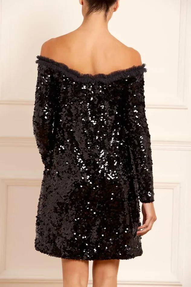 Evie OffShoulder Micro Mini Dress Black Women Needle and Thread Dresses