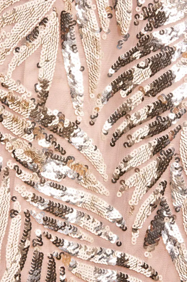 Feather Sequin Short Open Cape Beige Women Needle and Thread Capes