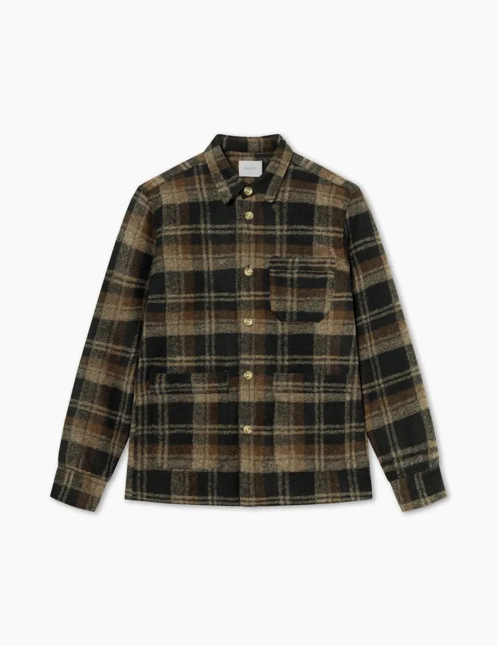 Fort Overshirts IVY WOOL OVERSHIRT Brown Check 8211 Men