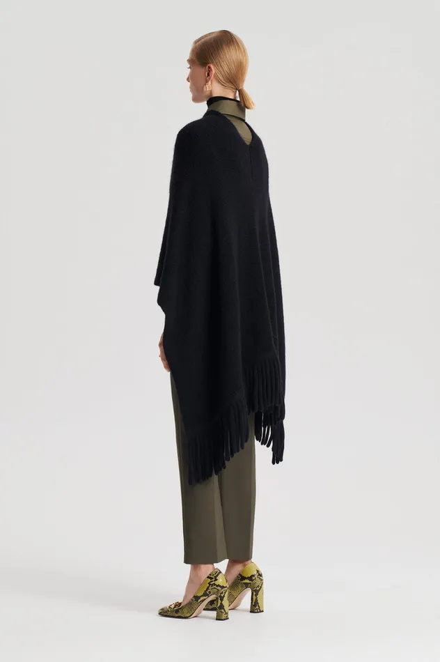 FRINGED CAPE BLACK Capes Scanlan Theodore Women FRINGED CAPE BLACK Capes Scanlan Theodore Women