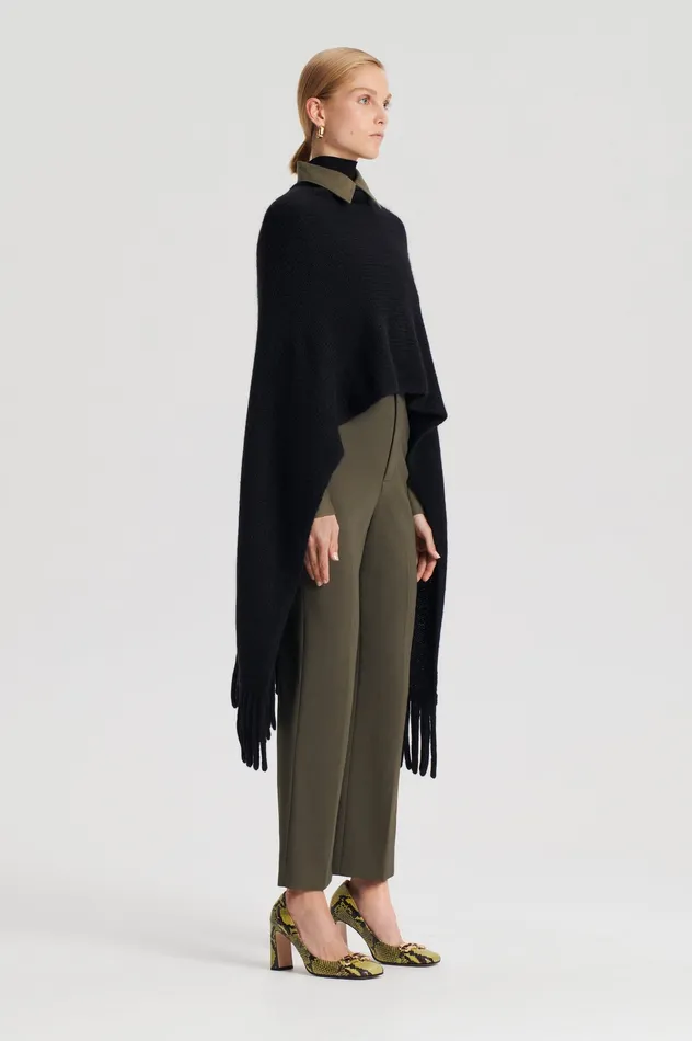 FRINGED CAPE BLACK Capes Scanlan Theodore Women FRINGED CAPE BLACK Capes Scanlan Theodore Women