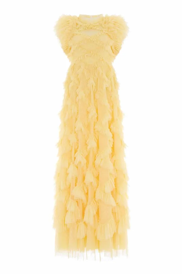 Genevieve Ruffle Gown Yellow Women Needle and Thread Dresses