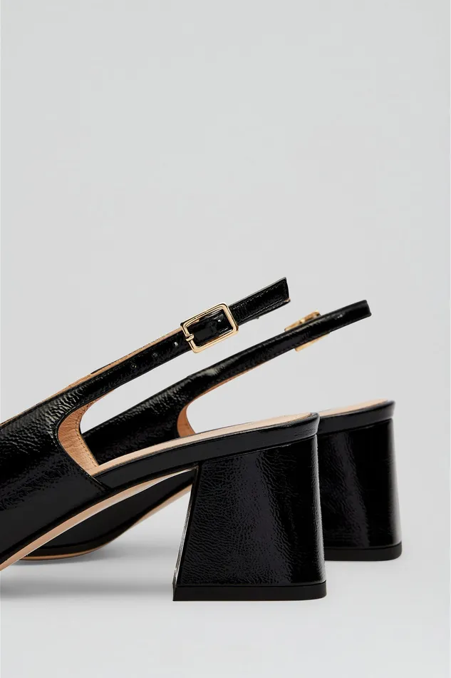 GOLD TRIM SLINGBACK 55 BLACK Leather Scanlan Theodore Women GOLD TRIM SLINGBACK 55 BLACK Leather Scanlan Theodore Women