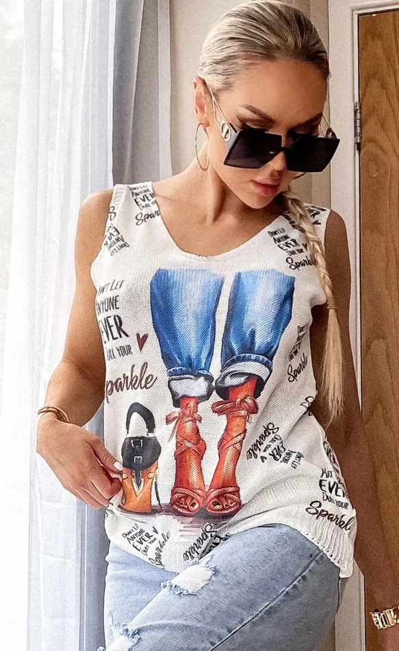 Gracy Patterned Sleeveless Top Women Missfiga Tops