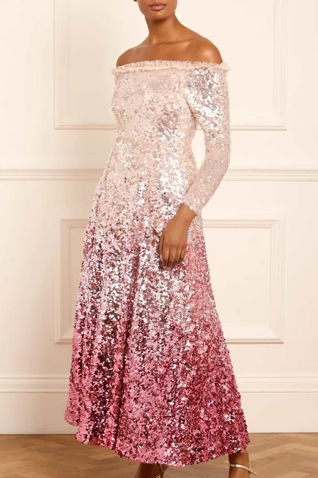 Hallie Ombre Ankle Gown Pink Women Needle and Thread Dresses