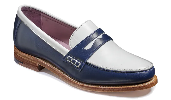 Harriet 8211 Navy White Calf Women Barker Shoes Womens Loafers