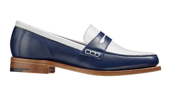 Harriet 8211 Navy White Calf Women Barker Shoes Womens Loafers