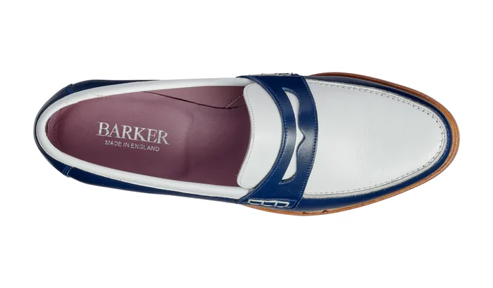 Harriet 8211 Navy White Calf Women Barker Shoes Womens Loafers