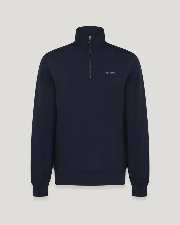 Hoodies and Sweatshirts Men Belstaff Alloy Quarter Zip Sweatshirt Dark Ink