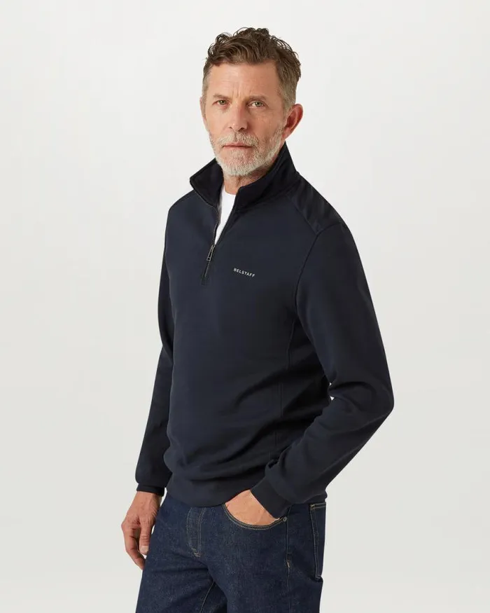 Hoodies and Sweatshirts Men Belstaff Alloy Quarter Zip Sweatshirt Dark Ink Hoodies and Sweatshirts Men Belstaff Alloy Quarter Zip Sweatshirt Dark Ink